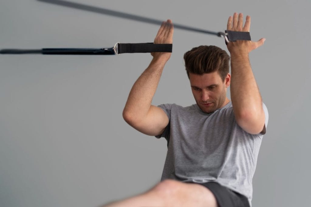 man working out - home pull workout