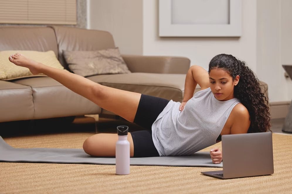woman working out - at home climbing workouts